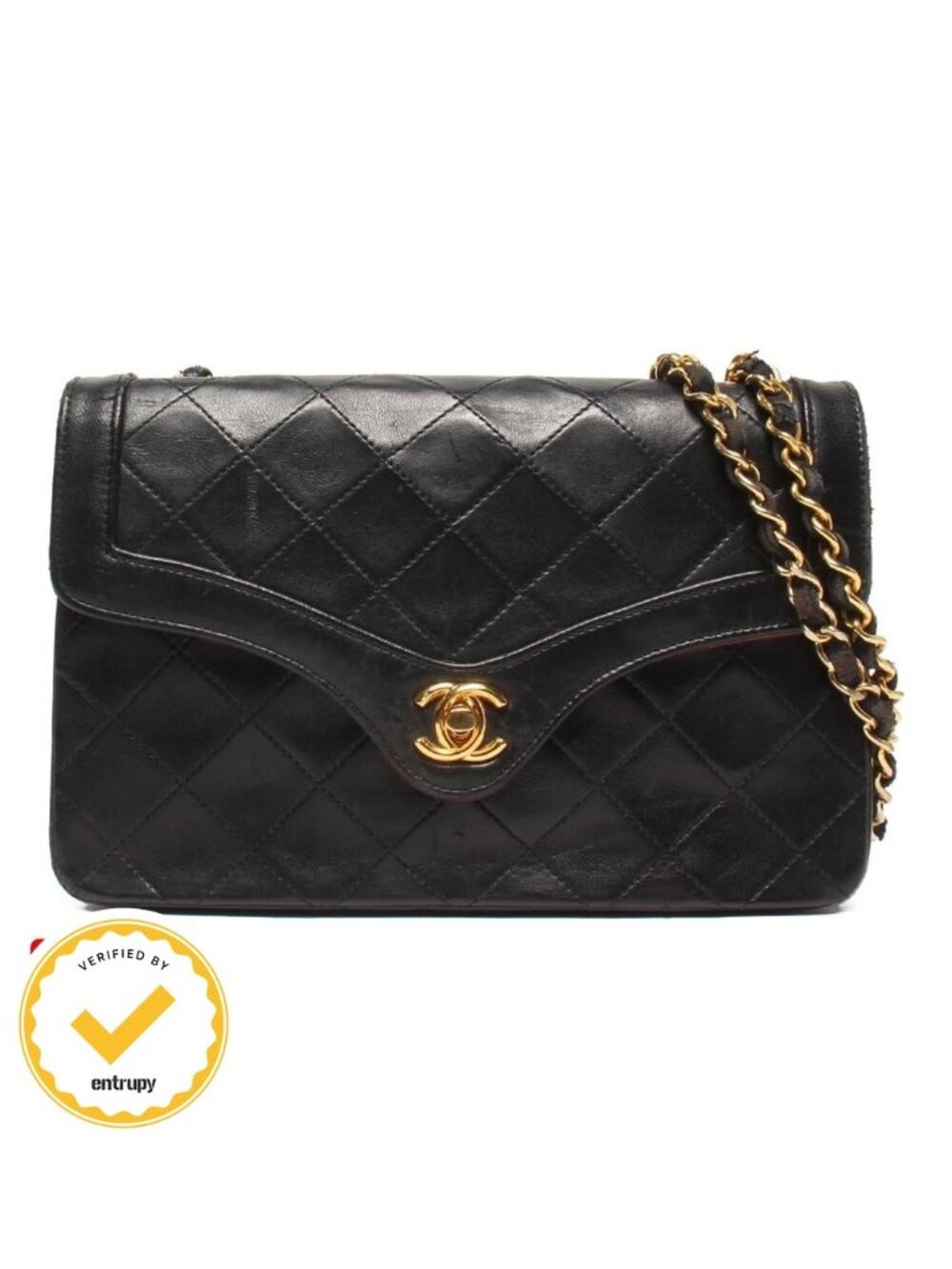 Chanel Chain Shoulder Bag Single Lambskin Gold